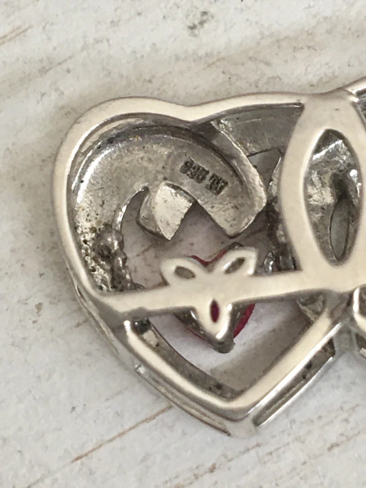 925 CHARLIE & AUDREY Kay Jewelers Sterling Silver Double Heart  Pendant - Image 3 of 4