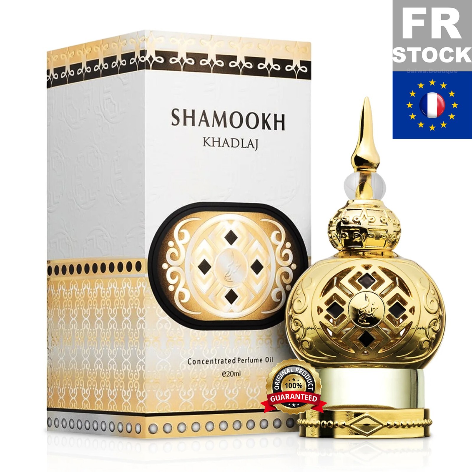 Huile de parfum Shamookh Gold Khadlaj musc oriental concentré 20mL