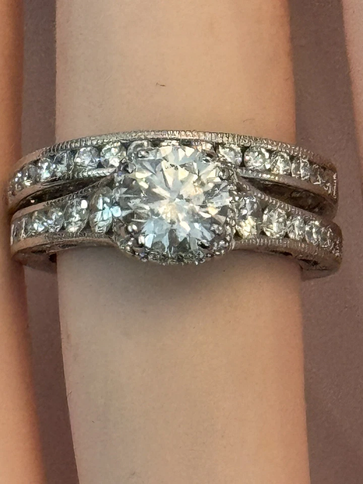 老式 18K 2.11 CT 反向 CRESCENT TACORI 婚礼戒指套装 S 4.5/5 — 第 3/4 张图片