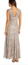 R  M Richards Women's Embellished Illusion-Detail Lace Gown Sz 16 Wedding Prom