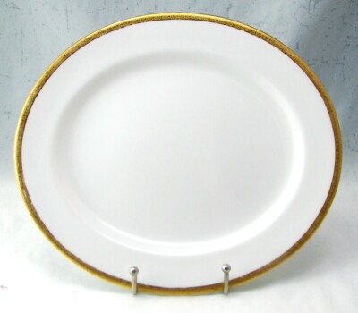 Antik Royal Worcester C775 Gold Überkrustet Ecke 1912 Klein Oval Platte