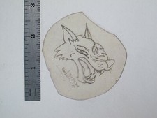 vtg 1960s 70s Tattoo Flash acetate stencil Animals Cartoon Wolf signed v2 AN2