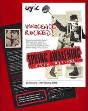 Duncan Sheik "SPRING AWAKENING" Steven Sater 2009 London Premiere Opening Flyer