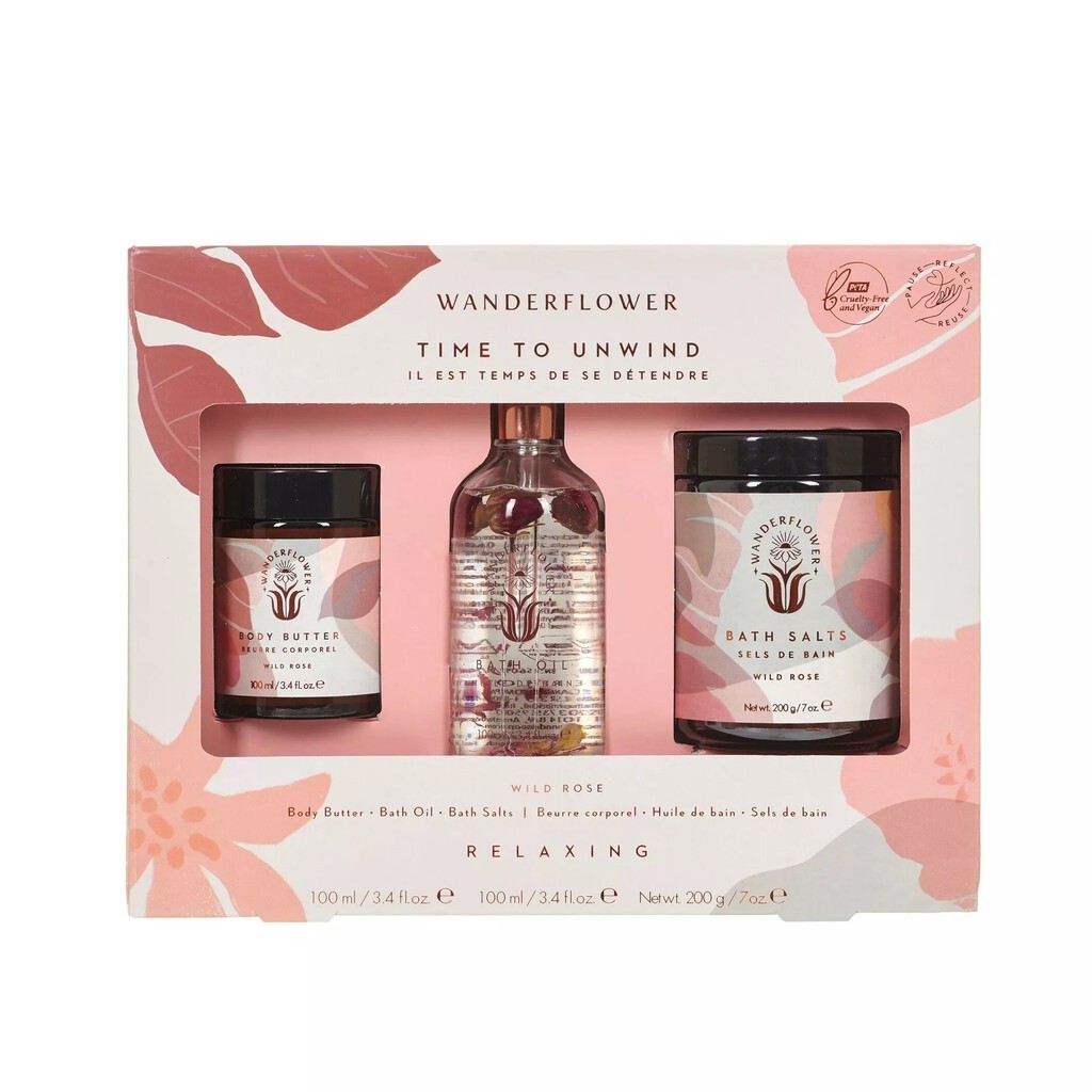 Wanderflower Wild Rose Time to Unwind Relaxing 3 Piece Gift Set