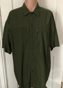 Gander-Mountain-Shirt-Mens-Size-XL-Green-Short-Sleeve-Fishing-Multi-Pocket-Nylon