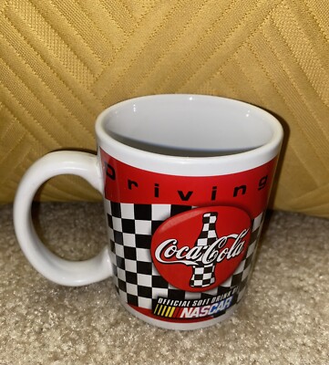 NASCAR Coca Cola Coffee Mug Red White Driving Your Thirst For Racing Cup