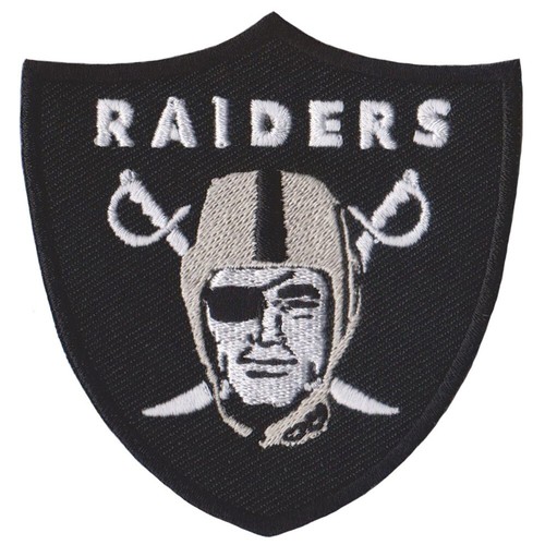 10 pezzi logo nero Las Vegas Raiders misura 2,9"x3,0" cuci ferro ricamato su toppa - Foto 4 di 12