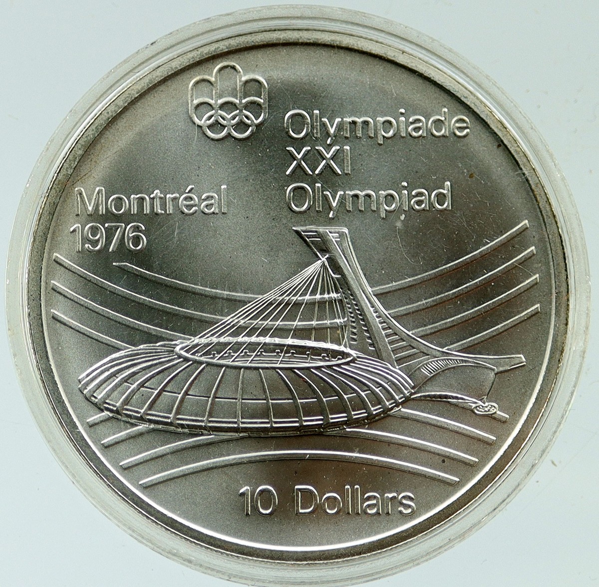 1976 CANADA Elizabeth II Olympic Montreal STADIUM Old BU Silver