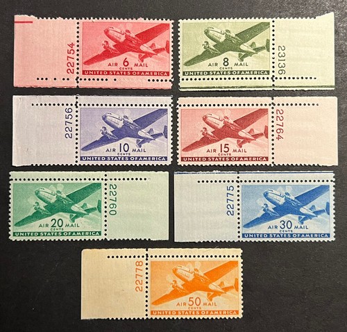 Travelstamps: 1941-44 US STAMPS SC #C25-C31 Transport Issue MHH OG *ALL NUMBERED