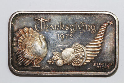 1oz 999 Fine Silver Art Bar 1972 
