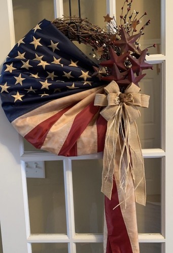 Patriotic wreath, American Flag Wreath, 4th Of July, Memorial Day, Military - Picture 6 of 8