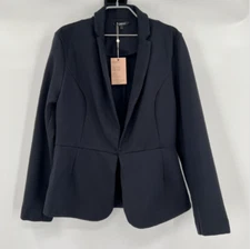 Quince Navy Blue Ultra-Stretch Ponte Blazer sz S Long Sleeve Career Work - NWT