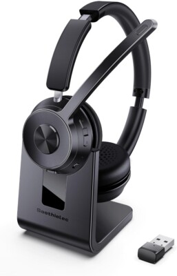 Upgraded Version) Wireless Headset, Bluetooth Headset with Noise Cancelling 