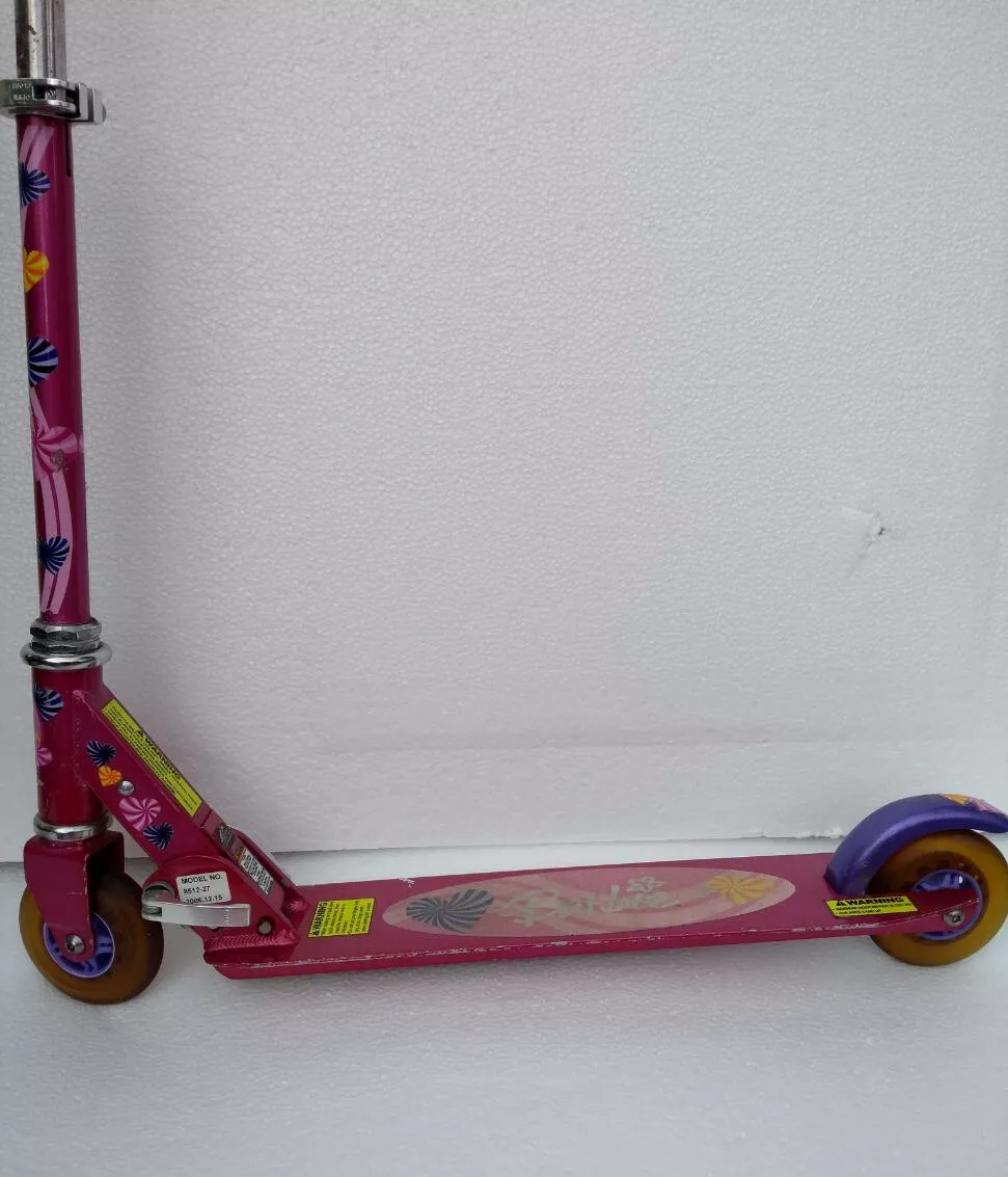 Barbie 4 Girls 2 Wheel Folding Kick Aluminum Scooter Pink and