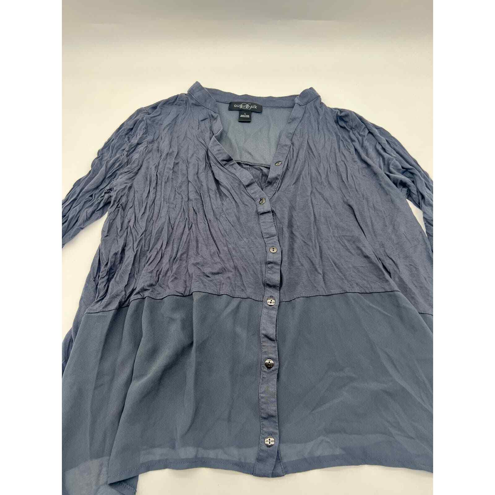 August Silk Gray Button Down Blouse - image 2
