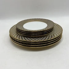 Ciroa Luxe n Metallic Accents Lattice Pattern (4) Salad (4) Dinner Plates