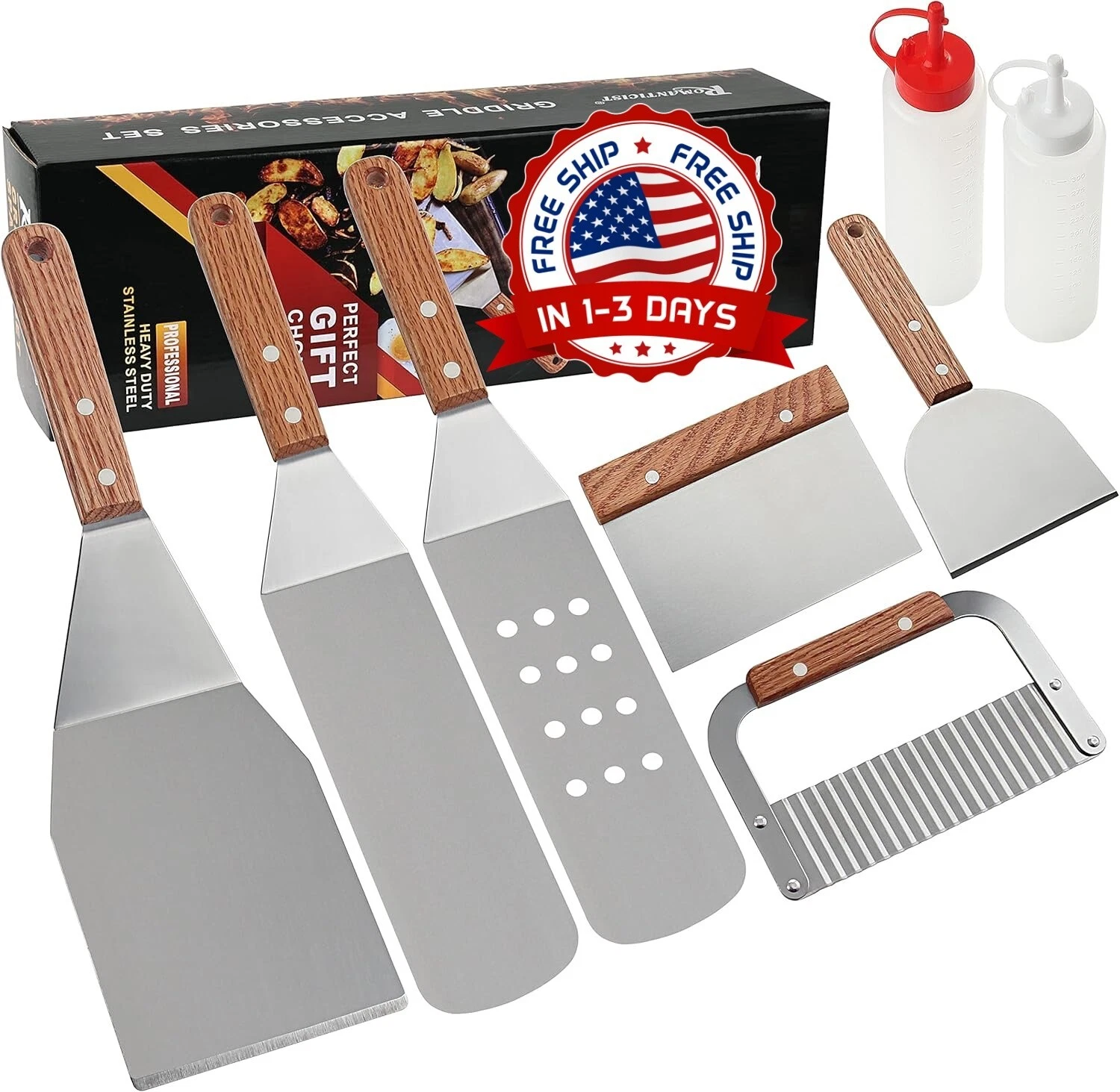 Set espatulas de cocina acero inoxidable accesorios herramientas cocina kit New