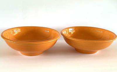 Fiesta Serving Bowl Tangerine LARGE Vegetable Bowls Pedestal 9 3/4  X 3 1/2  (2)