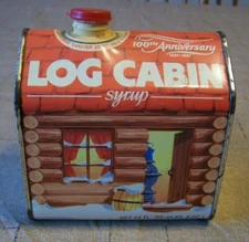 Vintage Log Cabin Syrup Advertising Tin 100 Year Anniversary 1887-1987 - empty