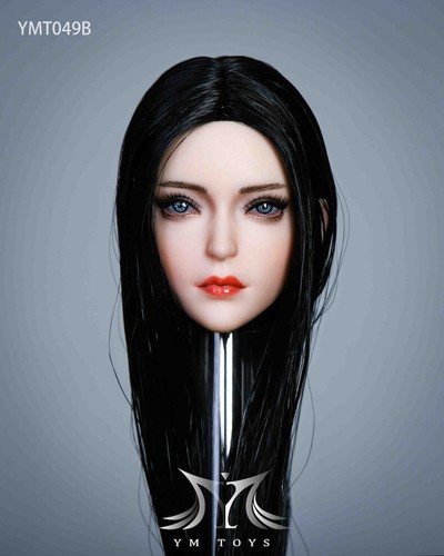 1/6 Female Head Black Hair Blue Eyes YMT049B for12'' female figure Phicen - Picture 4 of 4