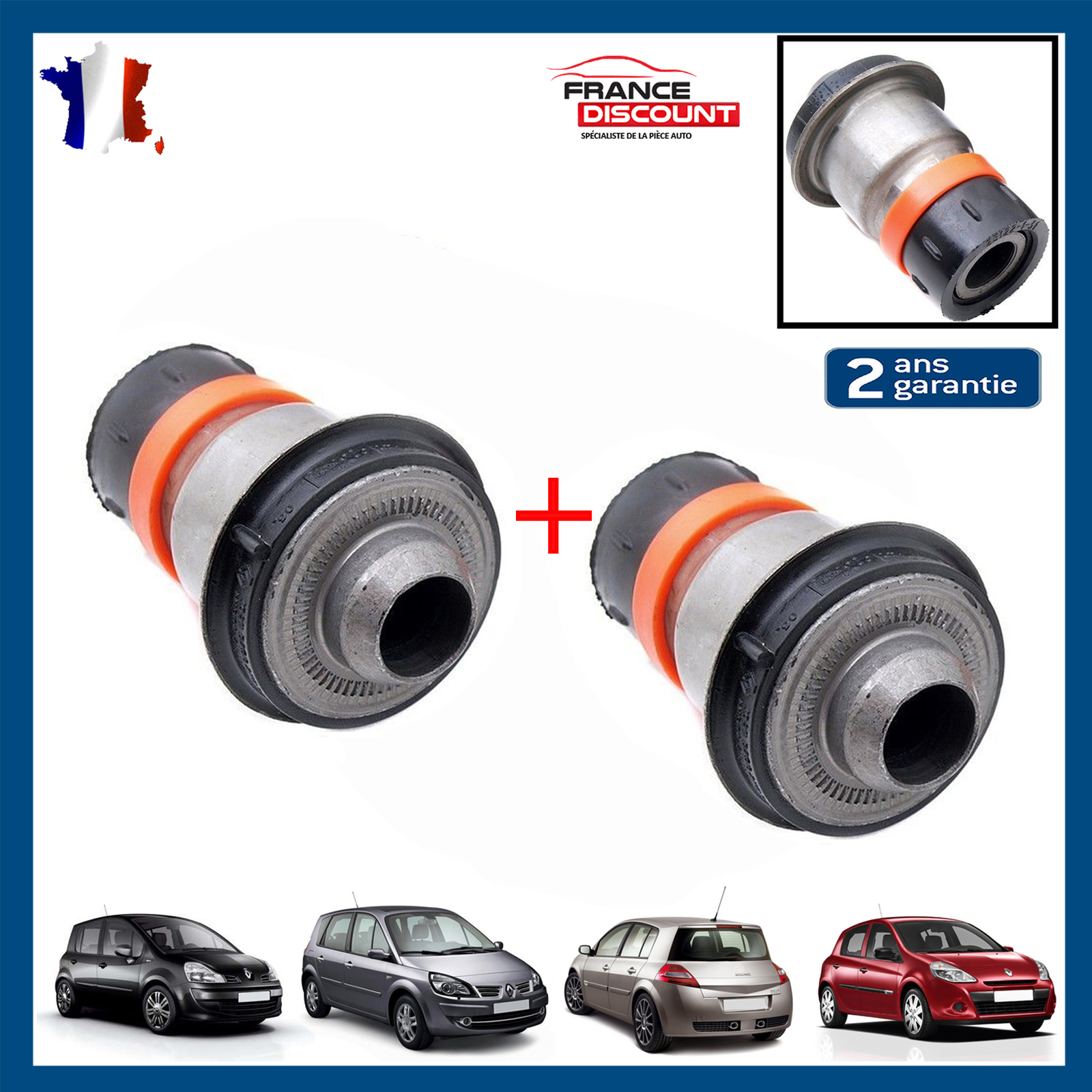 Silent bloc de berceau Clio 3 kit de 2 pièces de suspension moteur OEM 8200275524 Megane 2