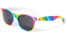 WHITE RAINBOW STRIPED GAY PRIDE LGBTQ SQUARE SUNGLASSES RETRO CLASSIC CASUAL NWT