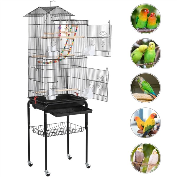 Roof Top Large Parakeet Bird Cage for Cockatiels Conures Finches w
