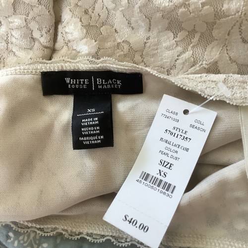 NWT WHBM White House Black Market Size XS Pearl Dust Lace Camisole Top Cami - Picture 6 of 6