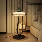 2 Tier Small Sofa Side Table with LED Light Living Room Coffee End Table Round