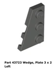Lego 1x 43723 Dark Gray Wedge, Plate 3 x 2 Left AT-TE 4482
