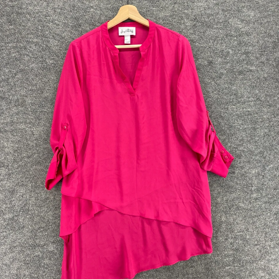 Blusa Joseph Ribkoff Mujer 4 Rosa Cuello en V Manga 3/4 Capas Sólida Transparente Informal Foto 3 de 4