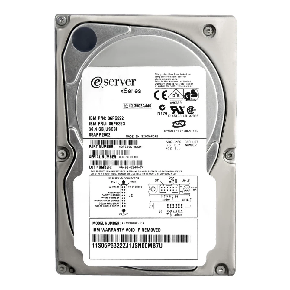 Disco Rigido IBM 06P5323 06P5322 ST336605LC 36.4GB 10K 4MB SCSI U160 3.5'' - Image 3 of 3