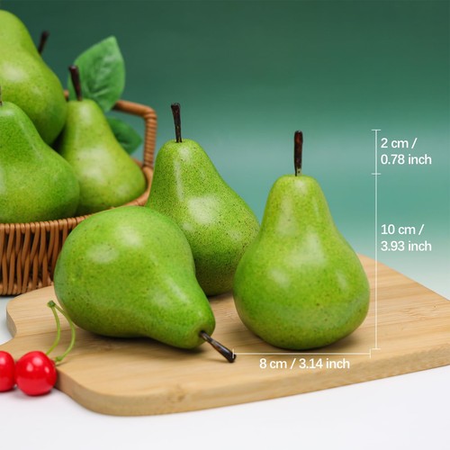 6pcs High-Grade Artificial Green Pear Fake Fruit Adornment Holiday Decoration - Picture 2 of 9