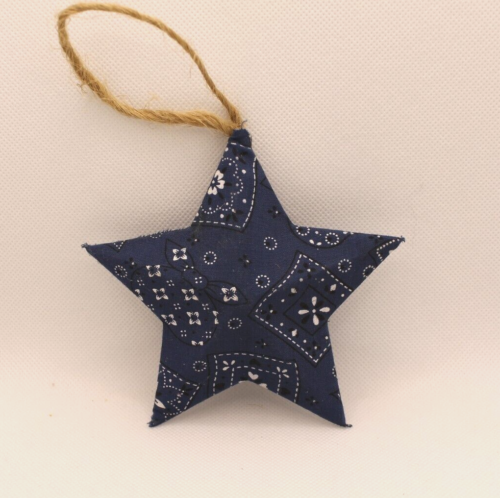 Blue Bandana Star ornamento natalizio 4,25" tema cowboy country & western - Foto 1 di 11
