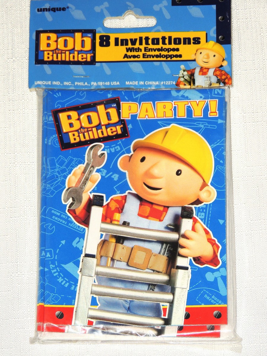 NEW ~BOB THE BUILDER ~ 8-INVITATIONS W/ENVELOPES PARTY SUPPLIES | eBay
