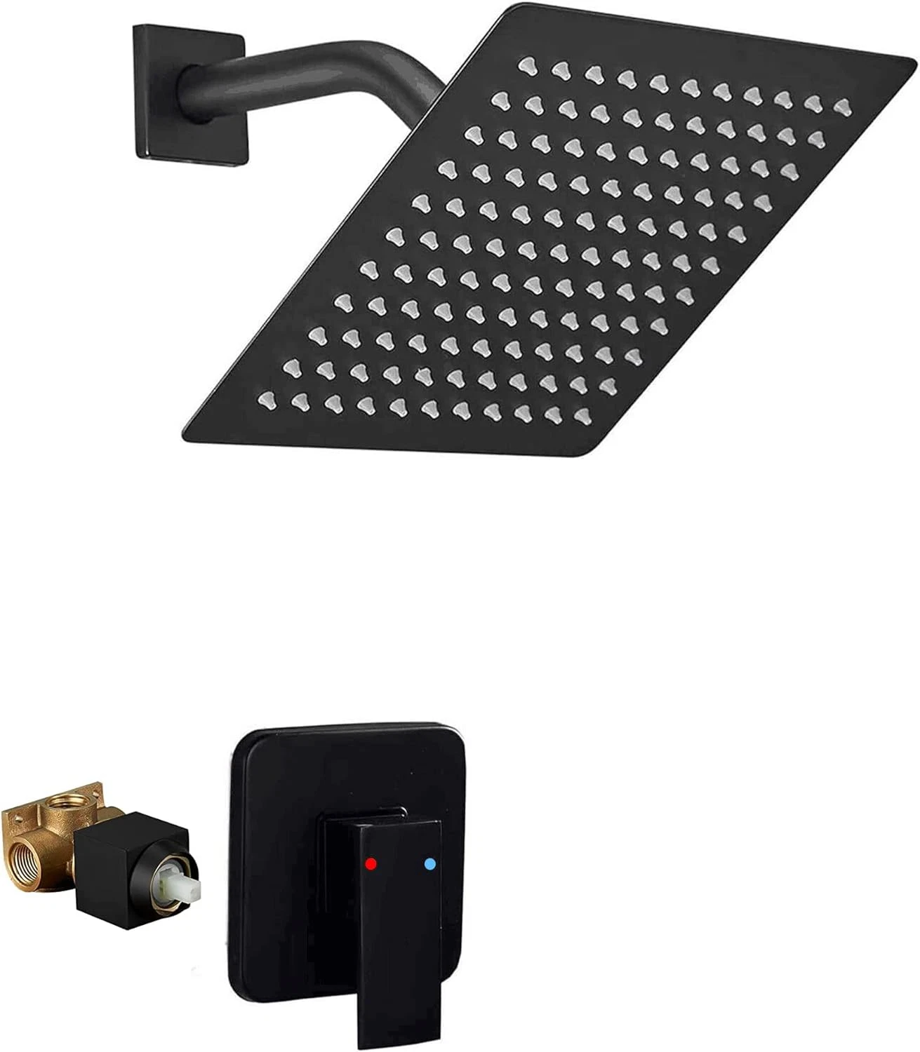 Black Rainfall Shower Faucet Set with 8-Inch Stainless Steel Head