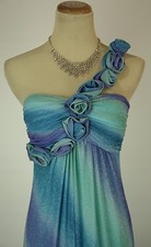 Windsor $90 Blue Evening Prom Formal Long Gown 1 Shoulder Evening Size 3 Dress