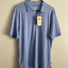NEW TOMMY BAHAMA POLO MENS Shirt MEDIUM ROCOCO OCEAN BLUE STRIPED GOLF 99.50 