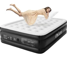 Ohgeni 18 inch Queen Size Air Mattress with Built-in-Pump, Black