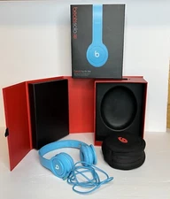 Beats by Dr. Dre Solo HD Over the Ear Headphones-Wired-Light Blue w/ Box & Case