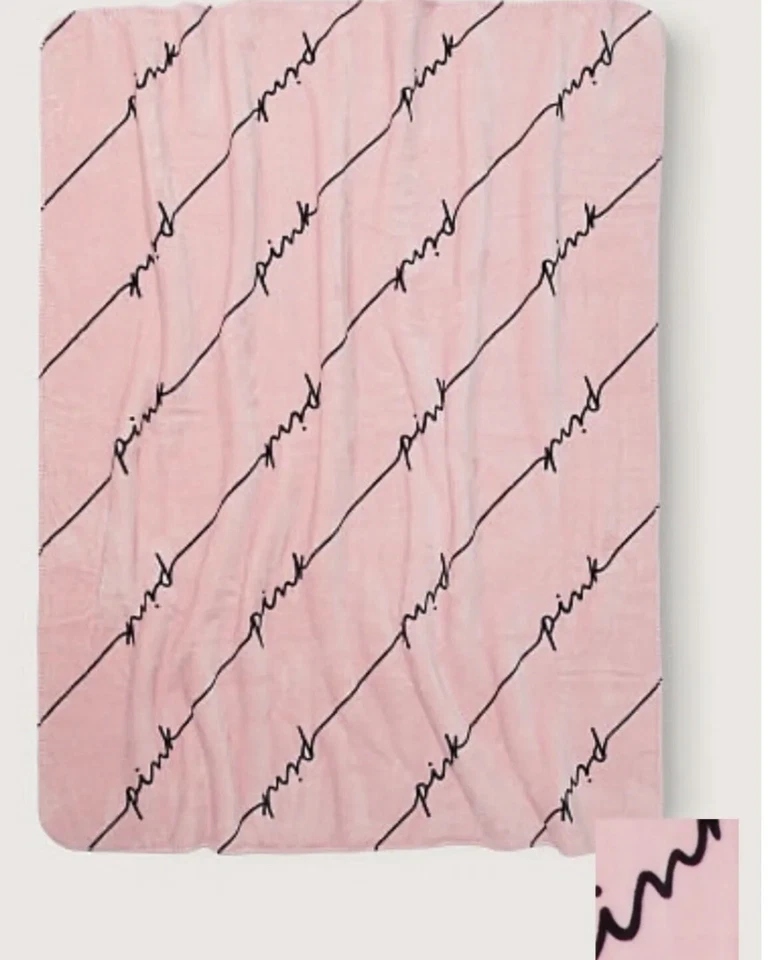 VICTORIA'S SECRET Victoria Secret PINK COZY SHERPA BLANKET 2022 GREY LOGO - NEW