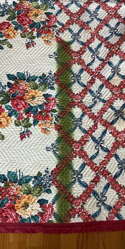 Columbia-Ideal Steppdecke 70x81 Blumen Schleifen Romantisch Landhaus Vintage Quilt - Bild 3 von 7