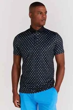 Redvanly Ryder Performance Golf Polo Mens Large Black Tuxedo Lotus Print