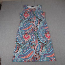 Talbots Dress Size S Effortless Paisley Botanical Jersey Shift Knee Length