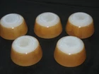 Vintage Lot of 5 Fire King Anchor Hocking Custard Cups Peach Lustre #434, USA