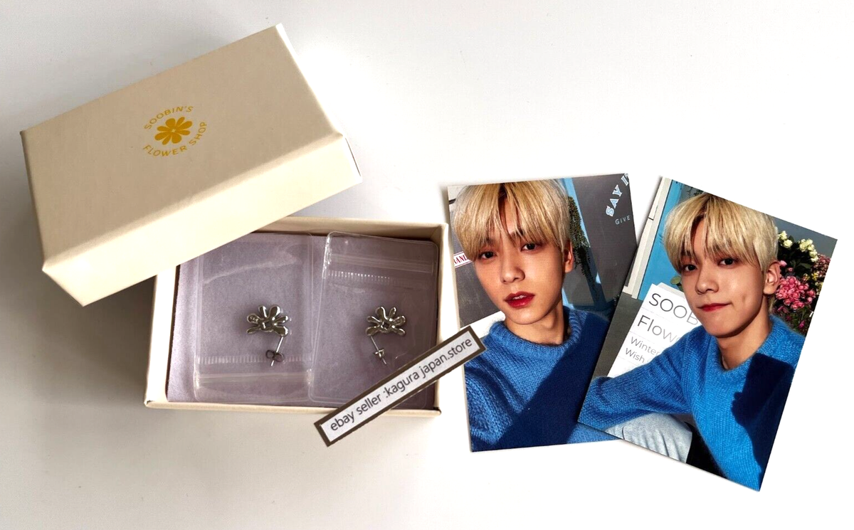 TXT SOOBIN Birthday Flower Shop Official Earrings + Photocard ×2