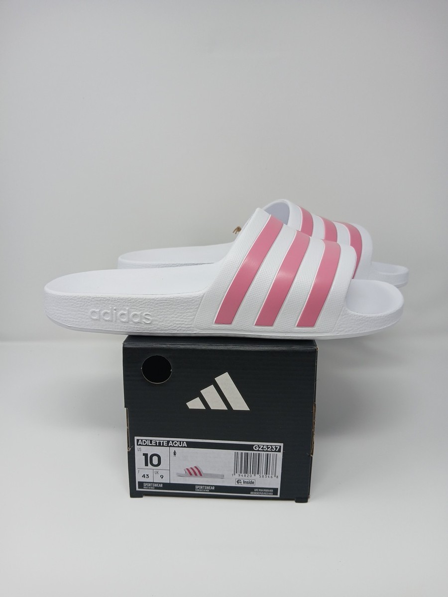 Adidas Adilette Aqua Women's Size US 10 White and Pink Slide