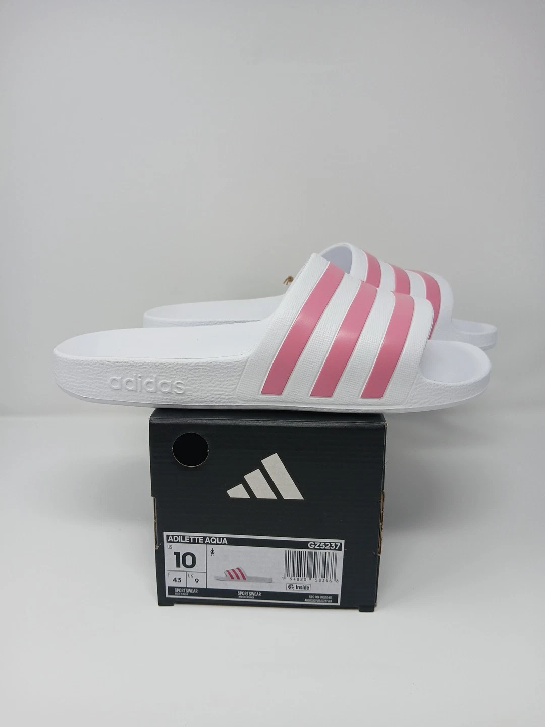 Adidas Adilette Aqua sandali da donna taglia US 10 bianchi e rosa GZ5237 nuovi