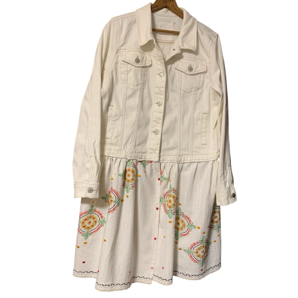 Chaqueta Denim Blanca Reciclada L Boho Festival Arte Para Usar Texas Cottagecore Artístico Foto 2 de 4