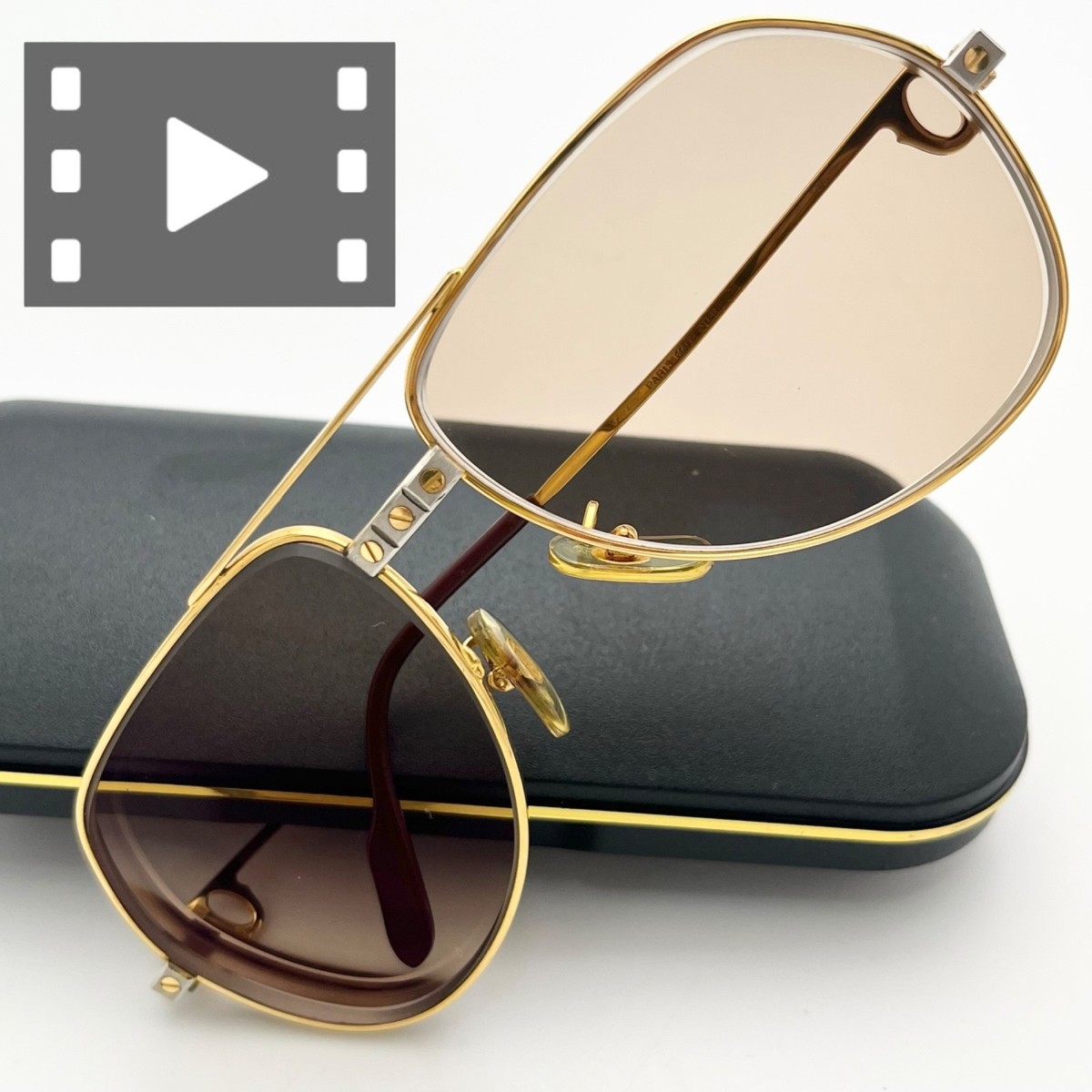Cartier サングラス 度付き サントス ティアドロップ vintaga Vintage Cartier 59-14-130 Vendome Santos Teardrop sunglasses Gold